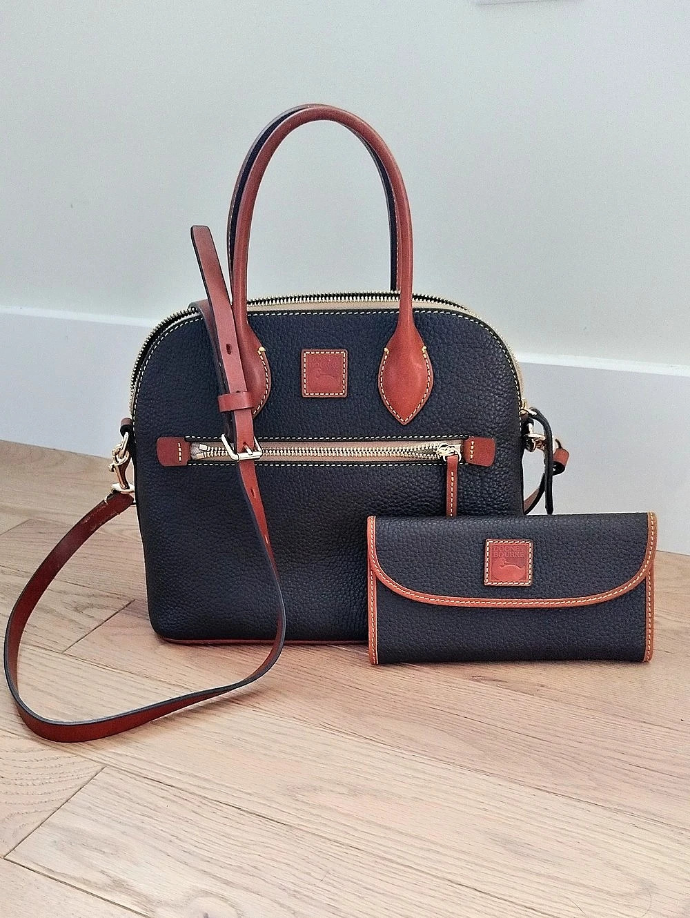 Dooney & Bourke Pebble Grain Leather Small Domed Satchel With Matching Wallet